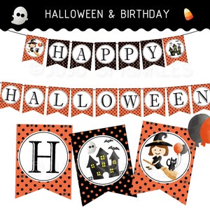 Halloween Birthday Banners, Halloween Party Printable, Halloween Kids ...