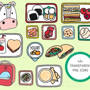 Healthy Food Clipart Cute Food Illustrations Lunchbox Food Stickers Instant Download PNG image 2