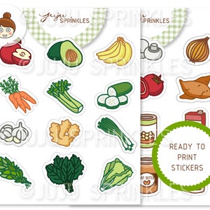 Grocery Shopping Clipart Cute Vegetable Illustrations Produce Stickers Instant Download PNG image 3