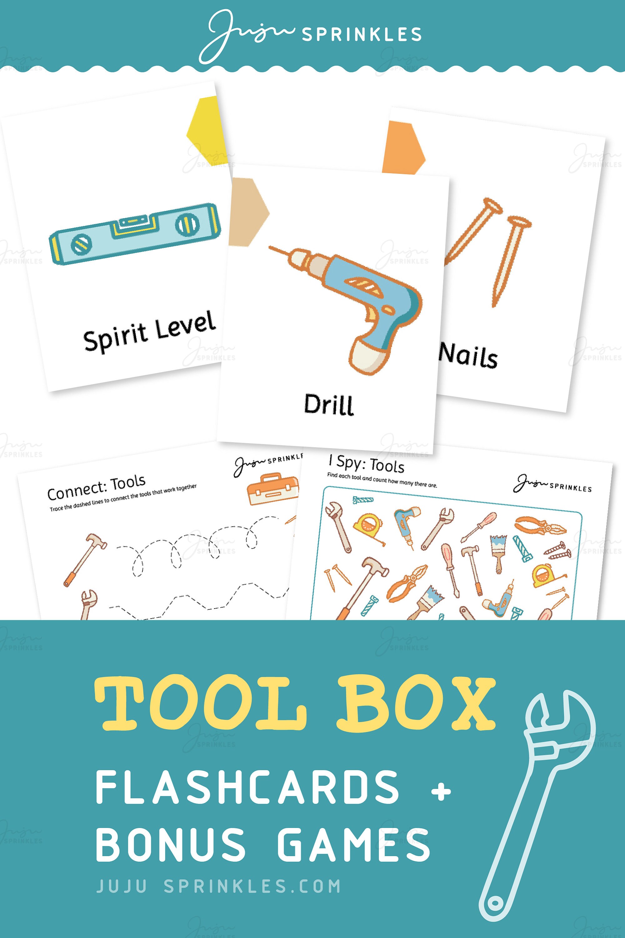 Kids Tool Box Printable Tool Box Flashcards Montessori | Etsy