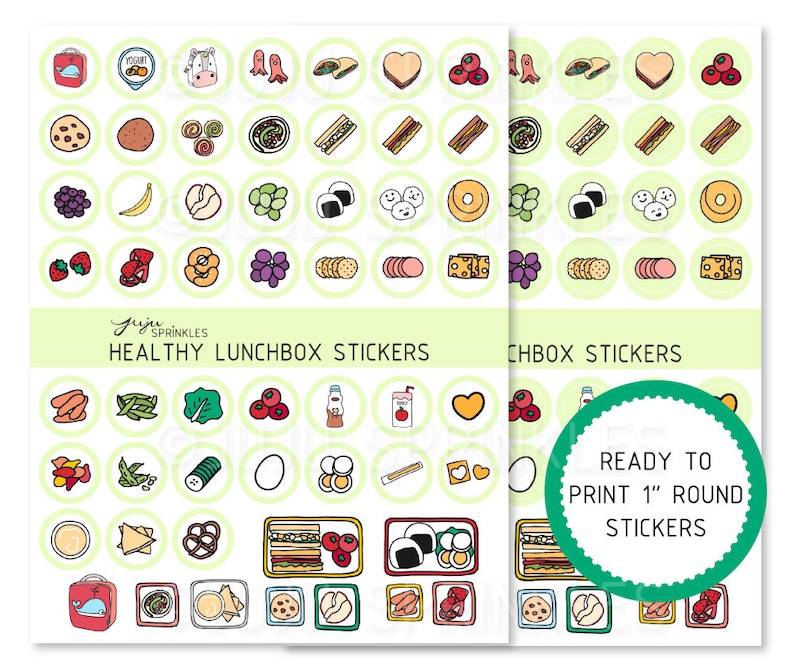 Healthy Food Clipart Cute Food Illustrations Lunchbox Food Stickers Instant Download PNG image 3