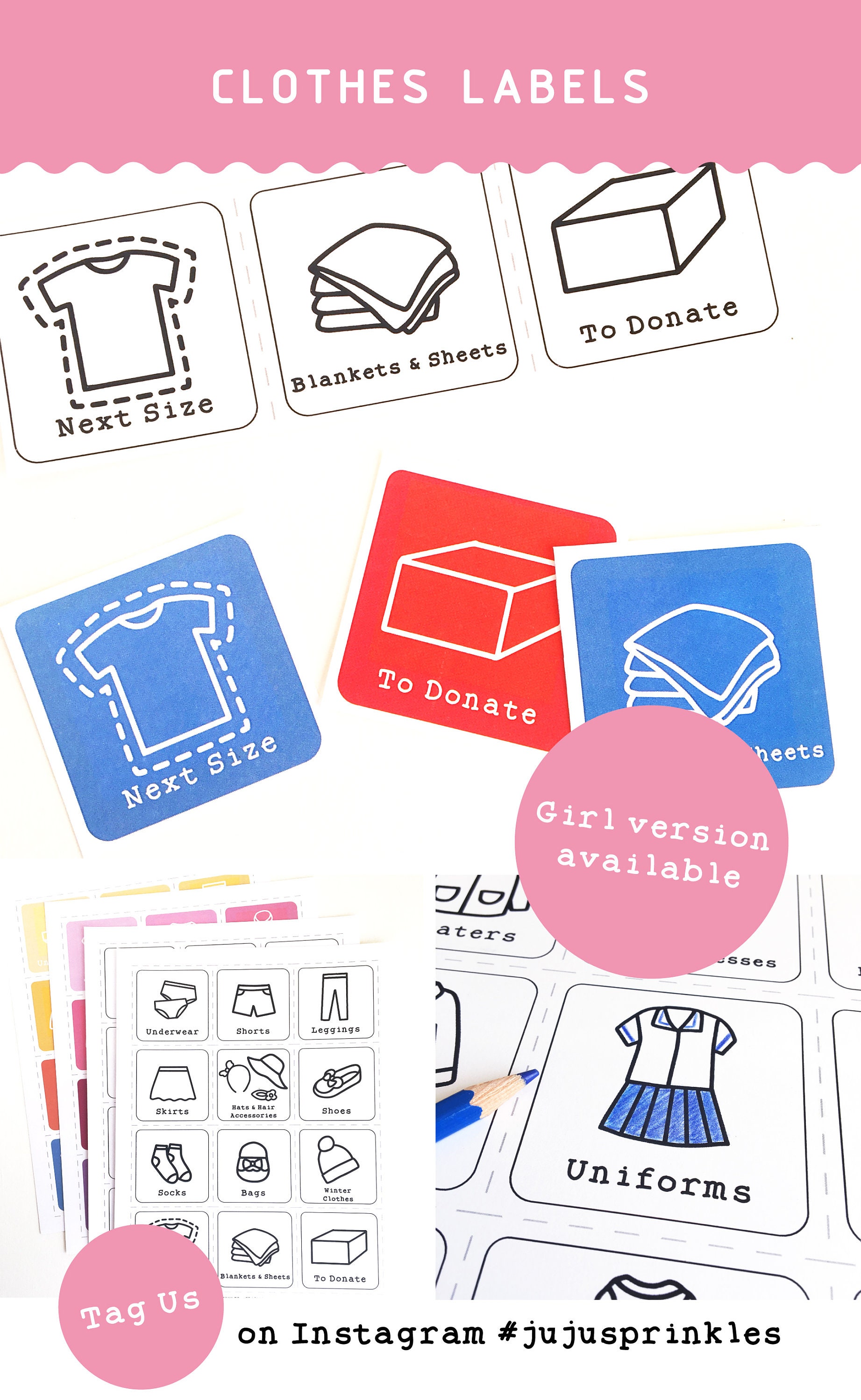 Kids Clothes Organizers Kids Clothing Labels Printable Etsy UK