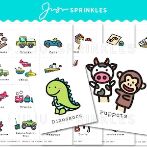 Toy Organization Labels | Printable Toy Storage Labels | Children&#39;s Room Labels | Toy Labels with Pictures