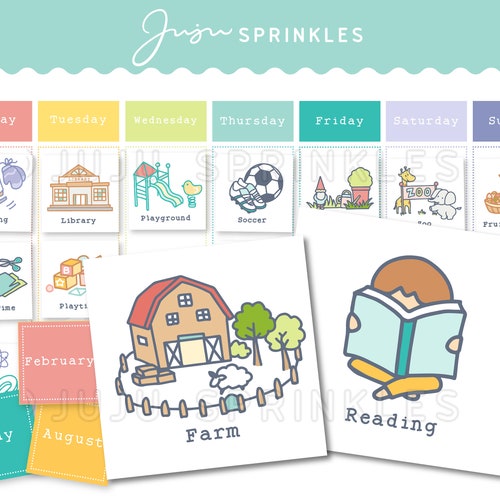 Command Center Calendar Weekly Planner Child Responsibilities Visual Calendar Printable Weekly Schedule with 288 Cards Life Skills