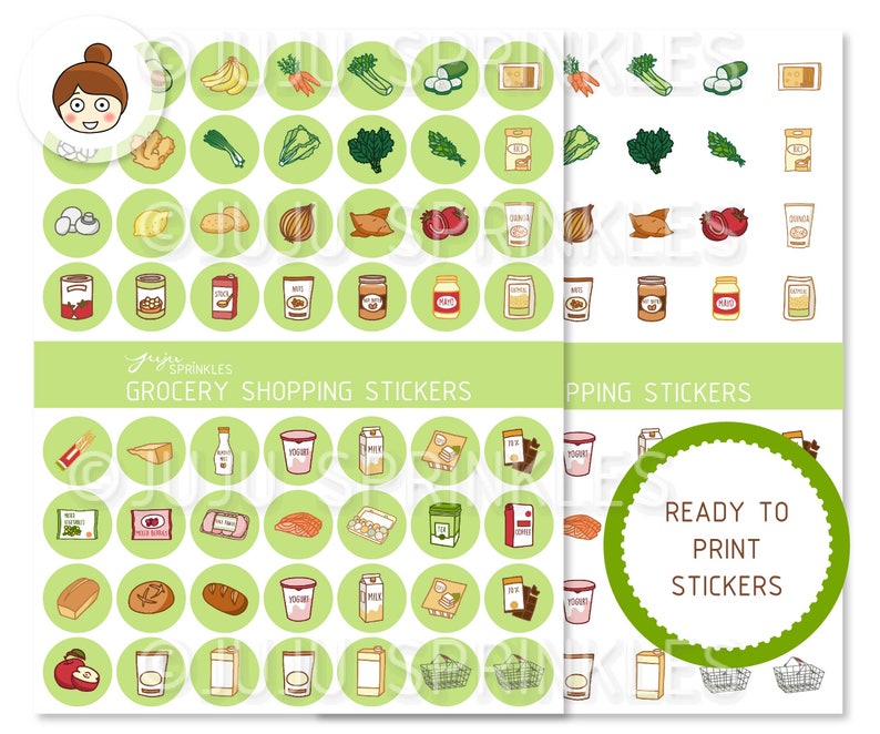 Grocery Shopping Clipart Cute Vegetable Illustrations Produce Stickers Instant Download PNG image 5