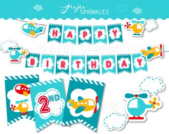 Transportation Party Banners, Air Plane Birthday Decoration, Transportation Party Decorations, Plane Birthday Party, Instant Download