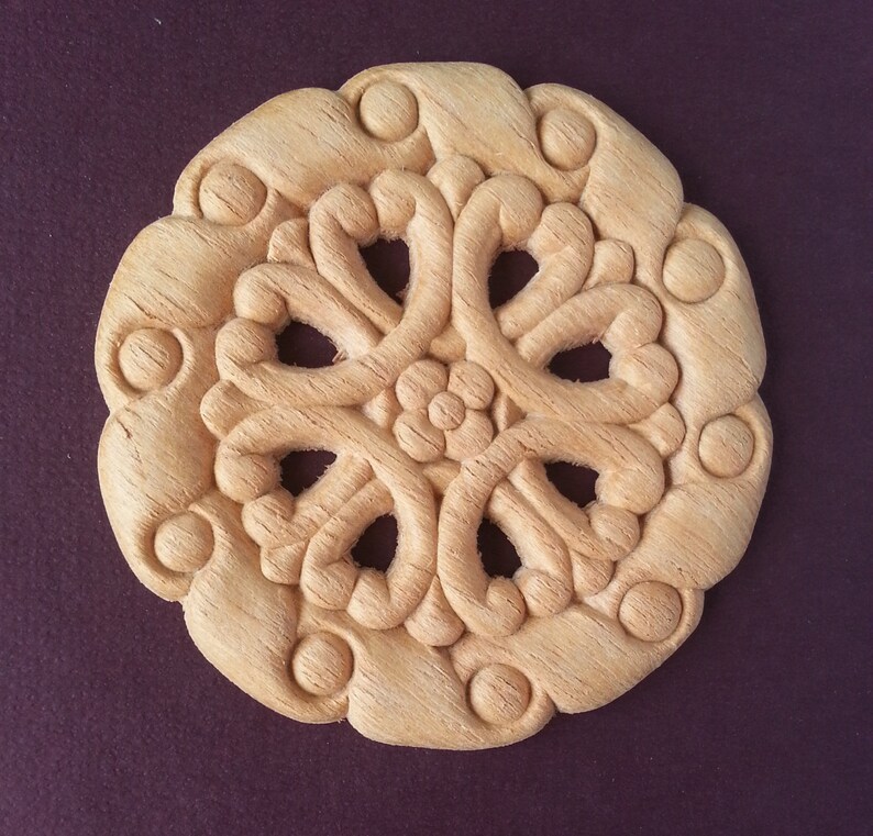 Set of 2 Wood Applique/ Medallion Craft Appliques/ Embossed Etsy