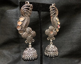 Subharpit Black Beads Oxidized Silver Traditional Indian Jhumka Jhumki Earring for Woman & Girls
