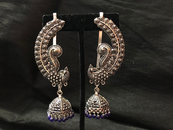 Peacock Design Ear-Cuff Jhumkas From Accessory Villa - South India Jewels |  Gold earrings models, Full ear earrings, Ear cuff earings