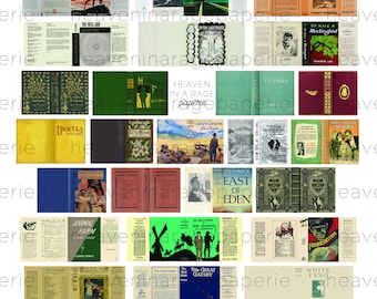 30 Classic Book Covers - Printable Books - Dust Jackets - Miniature 1:16 Book Covers - Mini Books - Miniature Library - Classic Books PDF