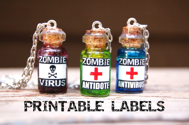 Zombie Survival Kit Zombie Antidote Mini Bottle Labels - Zombie ...