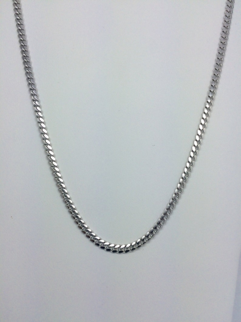 Rhodium Sterling Silver Curb Link Chain