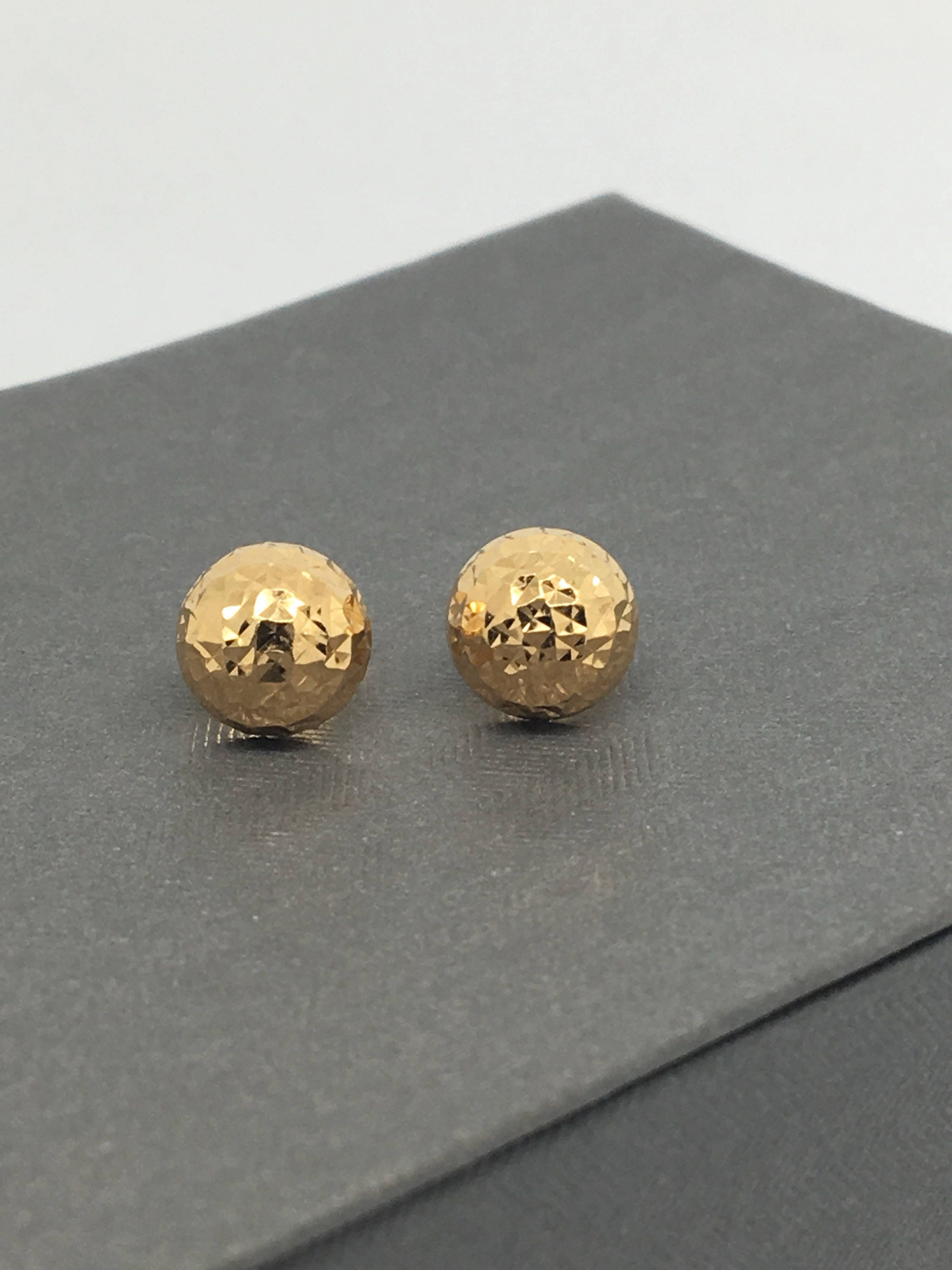 Details about   Real 14kt Yellow Gold Polished Half Ball Post Ear