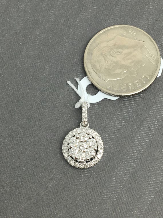 14K White Gold Halo Cluster Natural Genuine Diamon