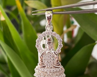 925 Sterling Silver CZ Lady Buddha 
