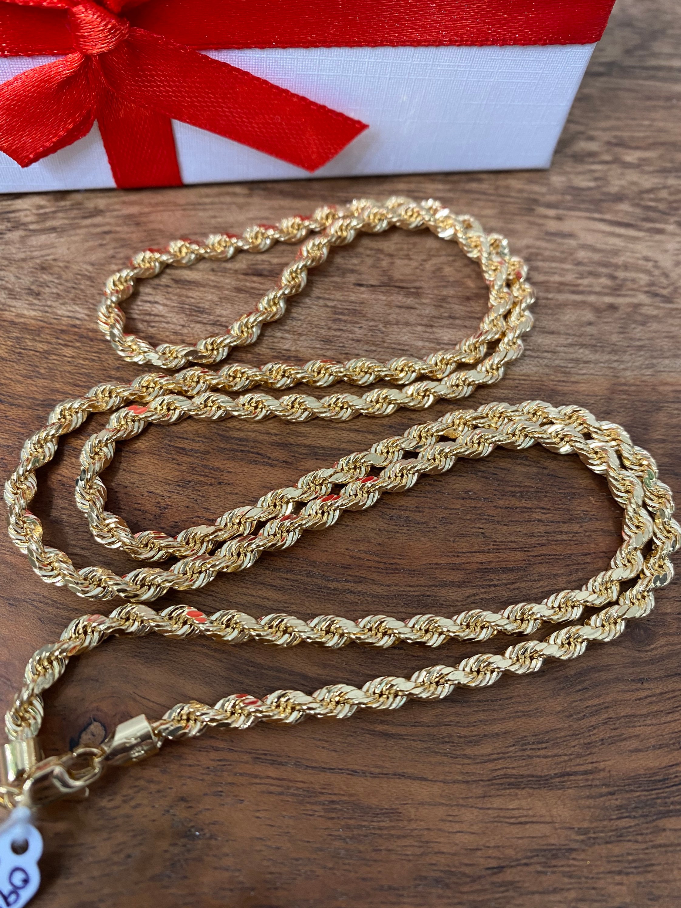 Solid 18K Yellow Gold 33 Gram Twisted Rope Chain 3.2mm 30in Mens Ladies Necklace