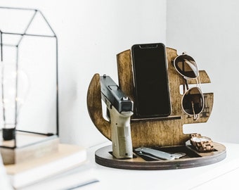 Wooden Docking Station Men - Valentines Day Gift for Husband - Personalized Men's Gift