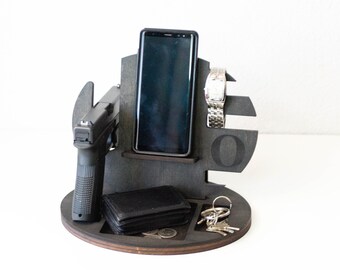 Nightstand Organizer with Gun Holder - Fathers Day Gift - Docking Station