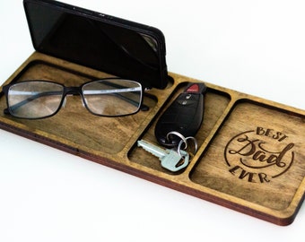 Wood Desk Organizer - Husband Gift - Father's Day - Personalized Gift