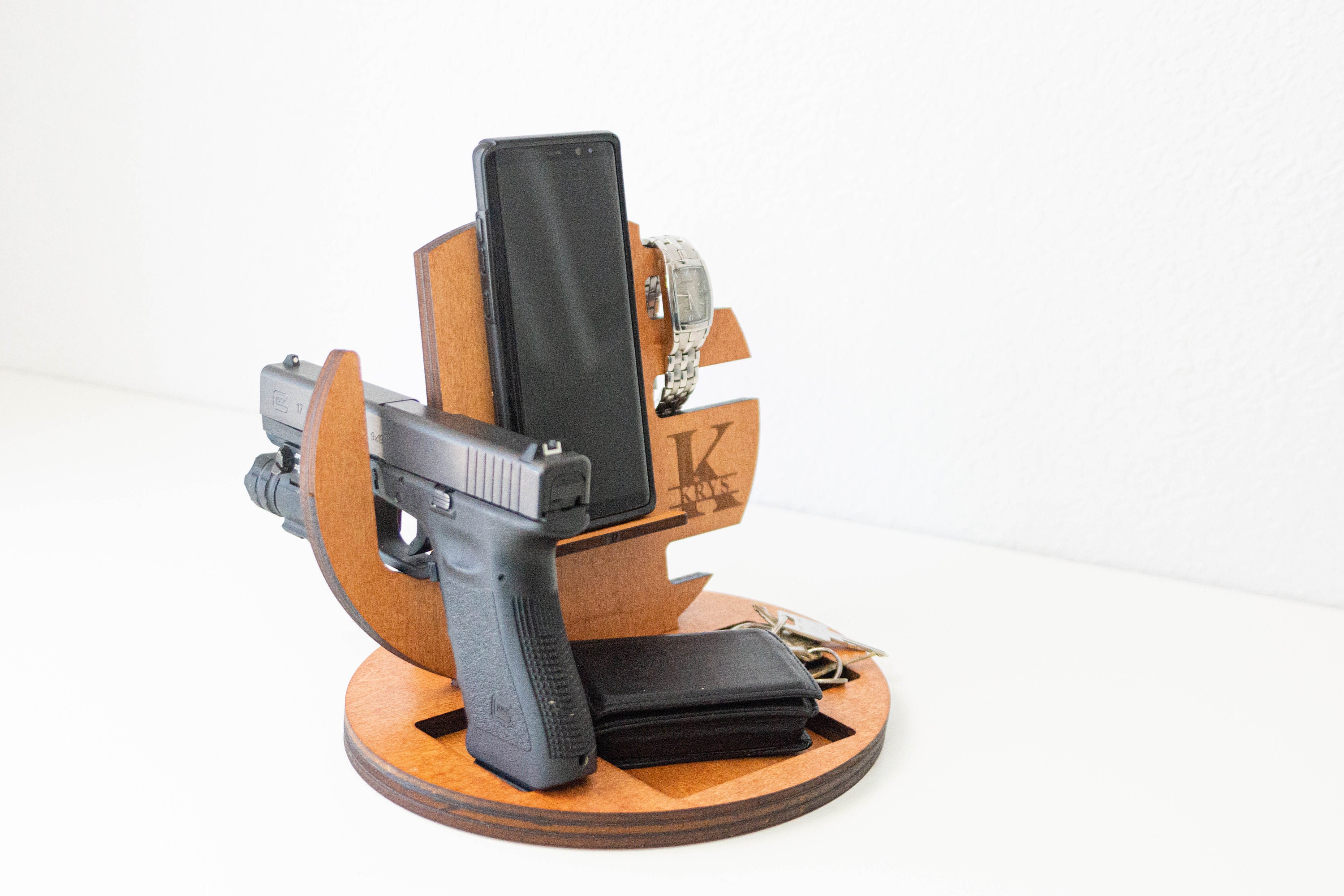 Nightstand Organizer with Gun Holder Fathers Day Gift from Etsy.de