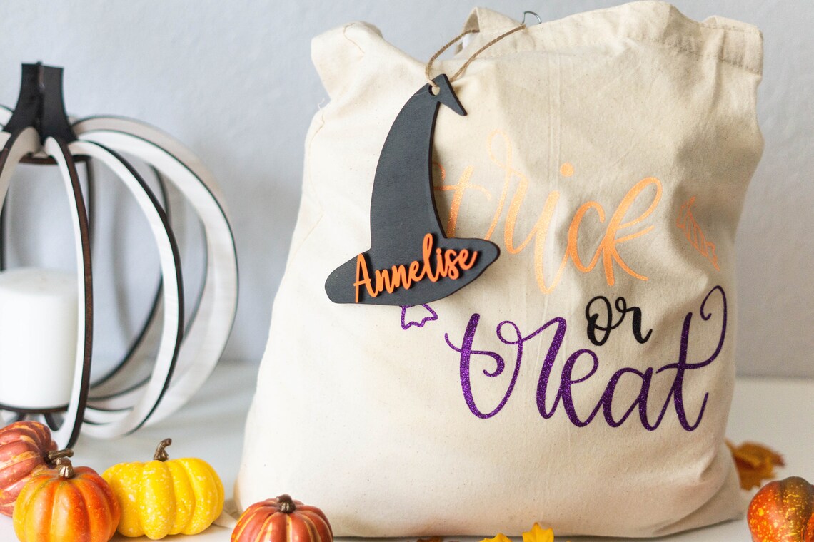 Witch Hat Name Tag Halloween Basket Tag Child Halloween Etsy