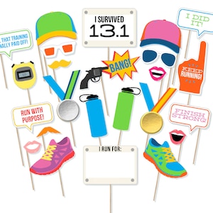 Printable Half Marathon Photo Booth Props - Printable 13.1 Photobooth - Runner Photo Prop- Cross Country - Track Props - Printable Prop Shop