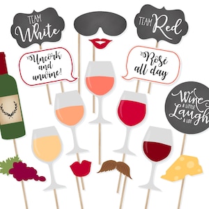 Printable Wine Tasting Photo Booth Props - Instant Download Wine Photoboothn- Wine Bachelorette Party - Rose All Day - Printable Prop Shop