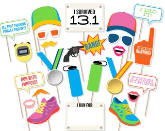 Printable Half Marathon Photo Booth Props - Printable 13.1 Photobooth - Runner Photo Prop- Cross Country - Track Props - Printable Prop Shop