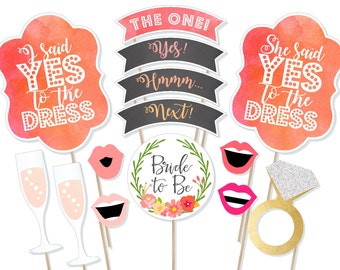 Printable Say Yes to the Dress Photo Booth Props - Dress Shopping Signs - Wedding Photobooth Props - Bridesmaid Dress - Printable Prop Shop