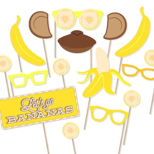 Printable Bananas Photo Booth Props - Bananas Photobooth - Monkey Props - DIY Banana Party - Banana First Birthday - Monkey Birthday Party
