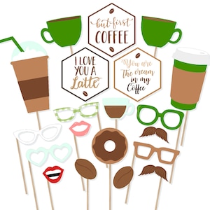 Druckbare Kaffee Photo Booth Requisiten - Espresso Photobooth - Latte Requisiten - Kaffee Party Ausdrucke - Kaffee Geburtstagsparty - Coffee Shop Party