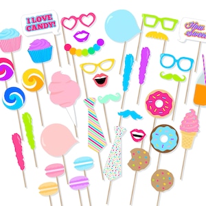 Printable Candy Photo Booth Props - Candy Photobooth - Candy Props - Candy Party Printables - Candy Birthday Party - Candyland Party