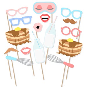 Printable Pancakes and Pajamas Photo Booth Props - Pancakes Photobooth - Pancake Props - Pancakes and Pajamas Birthday Party Breakfast Props