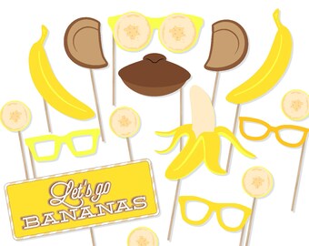 Druckbare Bananen Photobooth Requisiten - Bananen Photobooth - Affen Requisiten - DIY Bananen Party - Bananen Erster Geburtstag - Affen Geburtstagsparty