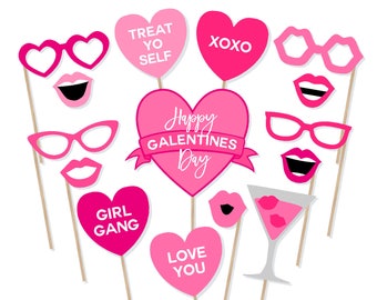 Printable Galentines Day Photo Booth Props - Valentines Party - Valentines Photobooth - Heart Photo Booth Props - Galentines Day Party