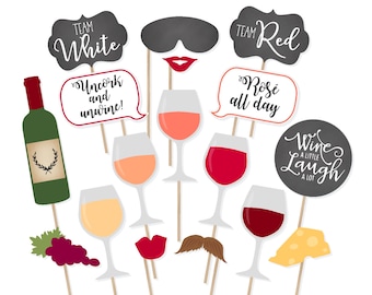 Printable Wine Tasting Photo Booth Props - Instant Download Wine Photobooth Props - Wine Party - Rose All Day - Printable Prop Shop