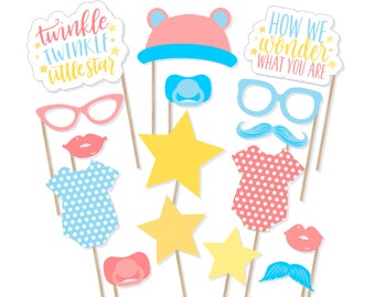 Twinkle Twinkle Little Star How We Wonder What You Are Photo Booth Props - Twinkle Twinkle Gender Reveal Photo Booth Props - Gender Reveal