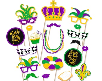 Mardi Gras Photo Booth Props stampabile - Mardi Gras Photobooth Props - Mardi Gras Party - Martedì Grasso Foto Props - Mardi Gras Decor