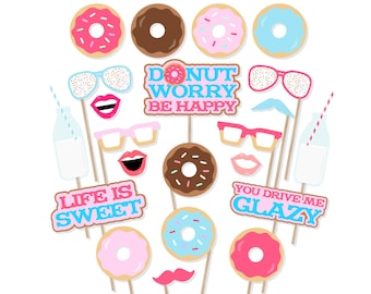 Printable Donut Photo Booth Props - Donut Photobooth - Doughnut Props - Donut Party Printables - Donut Birthday Party - Donut Shop Party