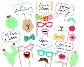 Printable Llama Photo Booth Props - Llama Photobooth - Alpaca Props - Llama Birthday - Alpaca Photo Booth - Llama Baby Shower - Alpaca Baby