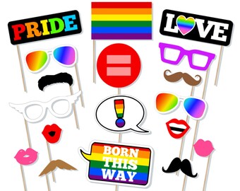 Printable Pride Festival Photo Booth Props - Gay Pride Photo Booth Props - Pride Photobooth - GLBT Props - Rainbow Pride Parade Costume