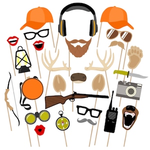 Accesorios de fotomatón de caza imprimibles - Accesorios de fotomatón de caza - Fiesta de cumpleaños de caza - Temporada de ciervos - Accesorios de caza de ciervos - Accesorios de cazador
