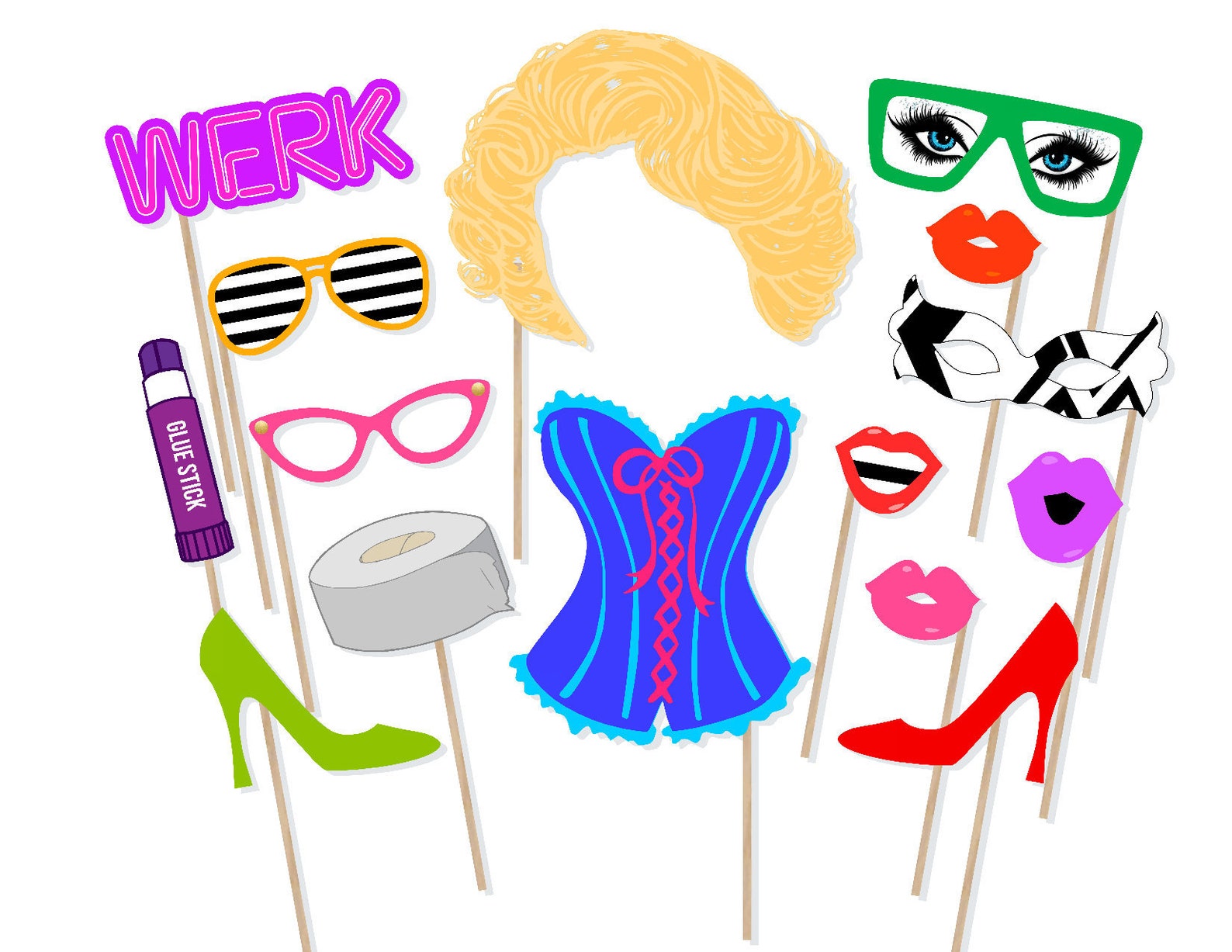 Printable Drag Queen Photo Booth Props Pride Photo Booth Etsy