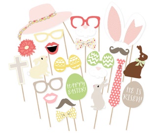 Rustic Easter Photo Booth Props - Printable Spring Photo Booth Props - Easter Photobooth - Printable Easter Props