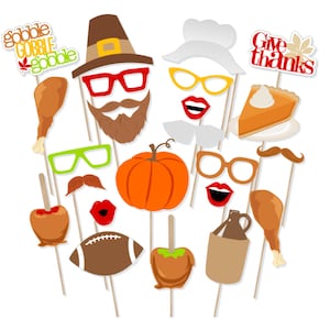 Printable Thanksgiving Photo Booth Props - Instant Download Thanksgiving Photobooth Props - Turkey Props - Pilgrim Props - Fall Photo Booth