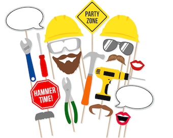 Construction Printable Photo Booth Props - Tools Props - Father's Day Props - Tool Photobooth Props - Construction Party Props