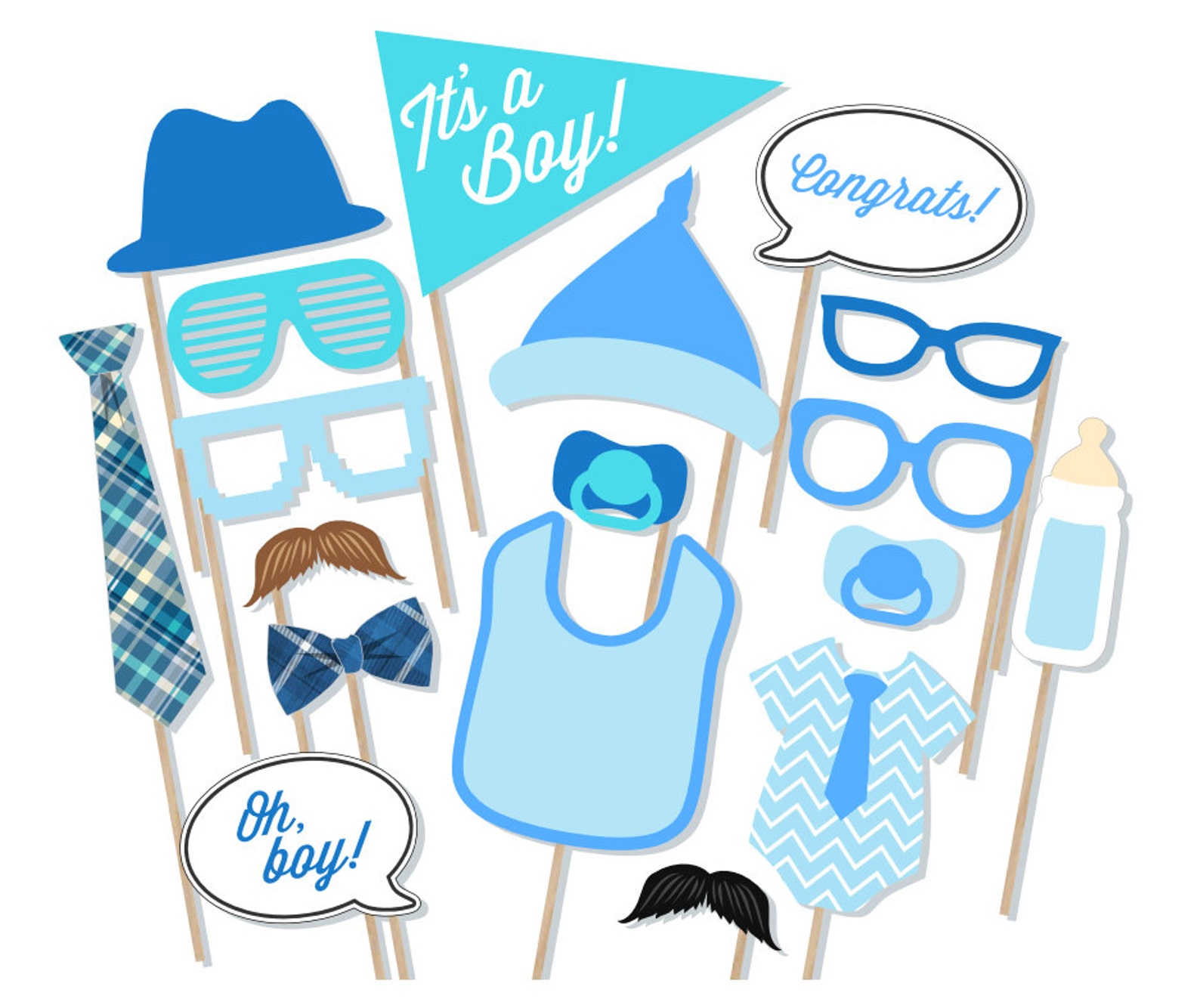 It's A Boy Baby Shower Printable Photo Booth Props Baby Etsy