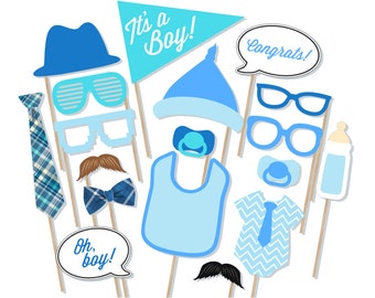 It's A Boy Baby Shower Printable Photo Booth Props - Baby Shower Photobooth Props - Blue Baby Shower Printables - Baby Boy Photobooth