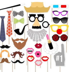 Printable Accessories Photo Booth Props - Accessories Photobooth Props - Photo Booth Extras - Disguises - Funny Photo Props