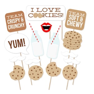 Printable Milk & Cookies Photo Booth Props - Milk and Cookies Photobooth - Cookie Props - Cookies and Milk Party - Cookies and Milk Birthday